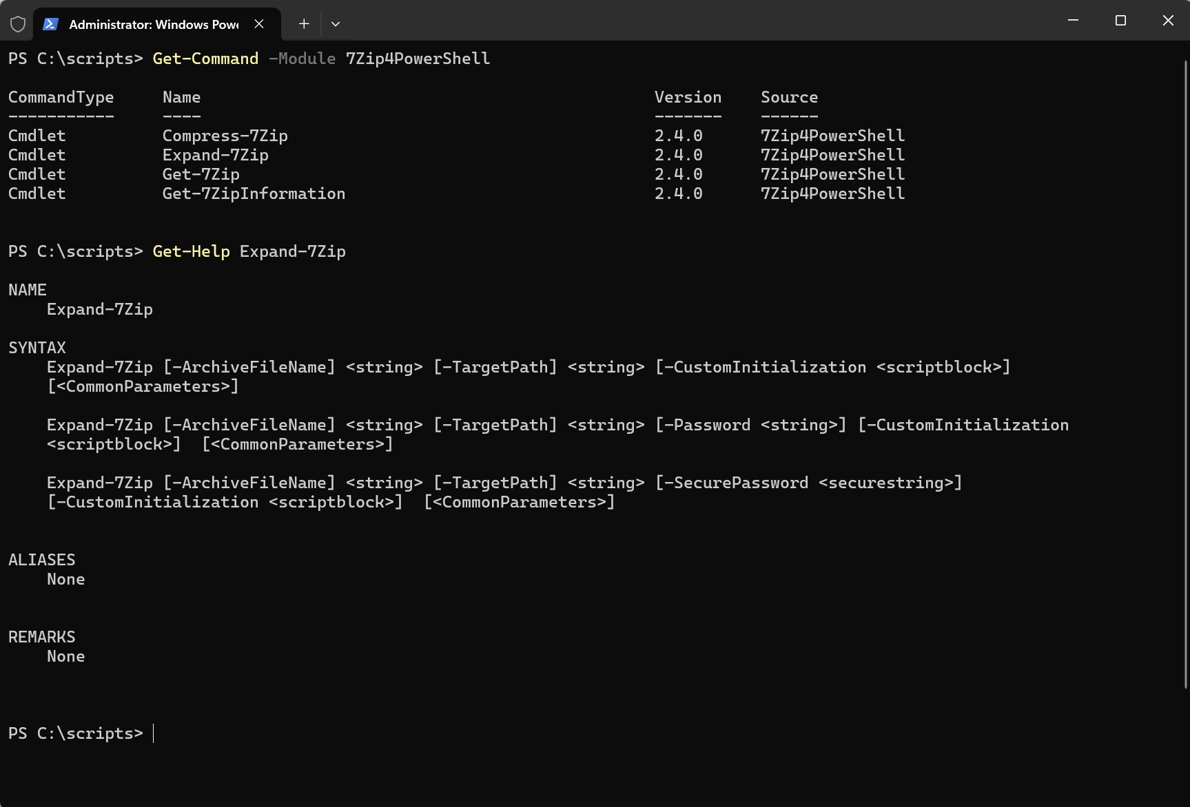 A PowerShell screenshot demonstrates the Get-Command and Get-Help cmdlets