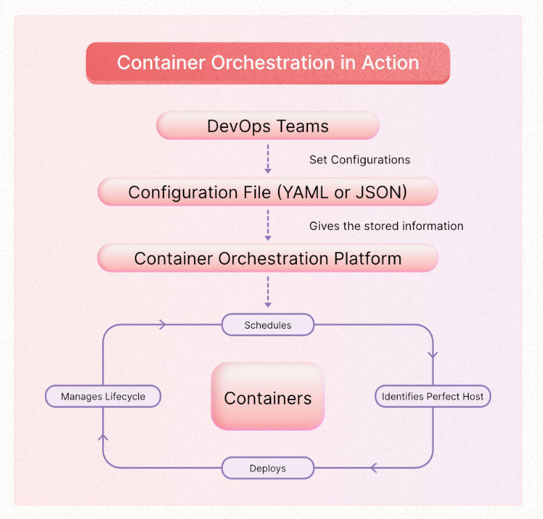 chart illustrates container orchestration in action
