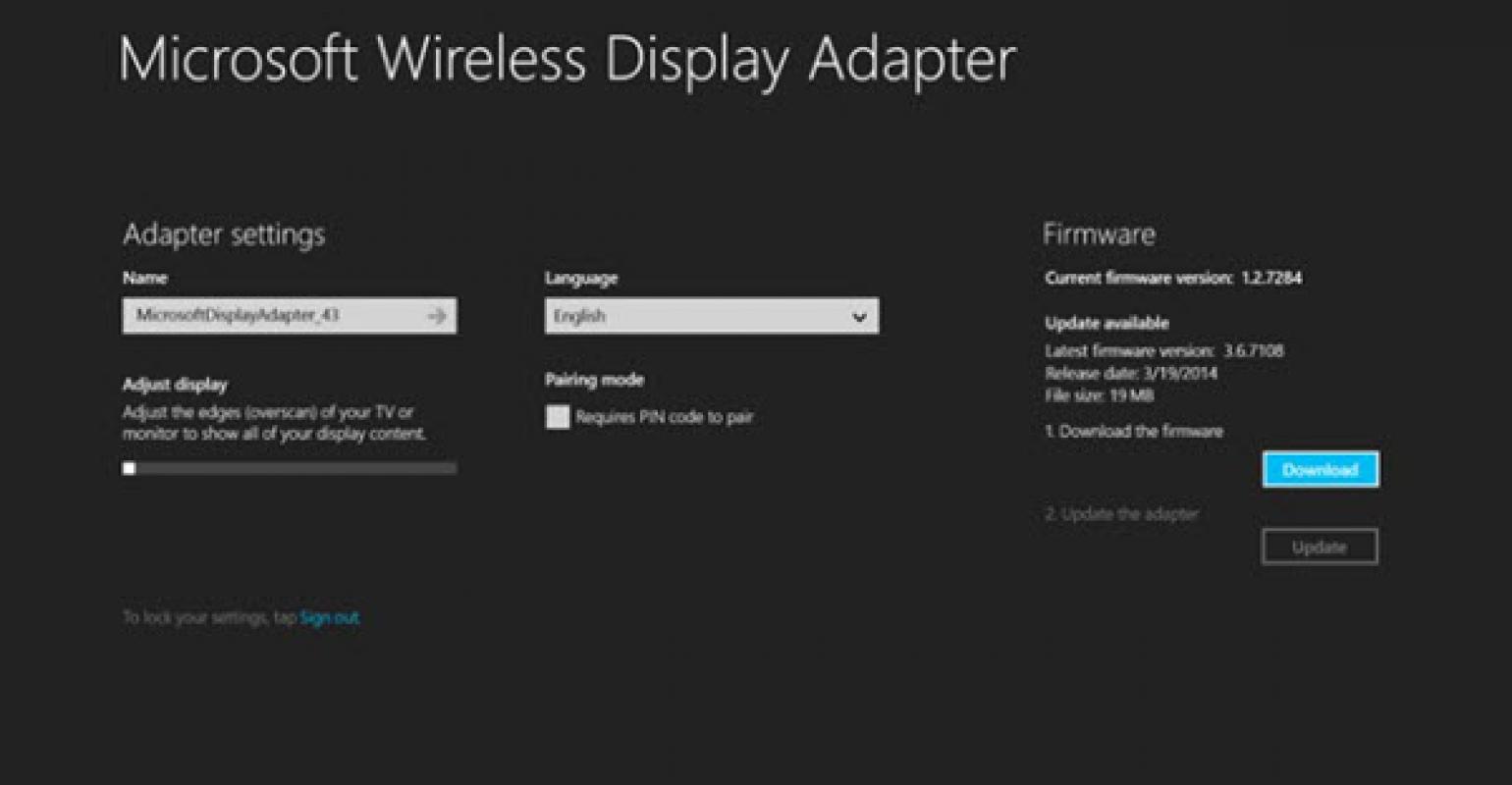 Customization and Configuration for the Microsoft Wireless Display Adapter  in the Windows 8.1 App