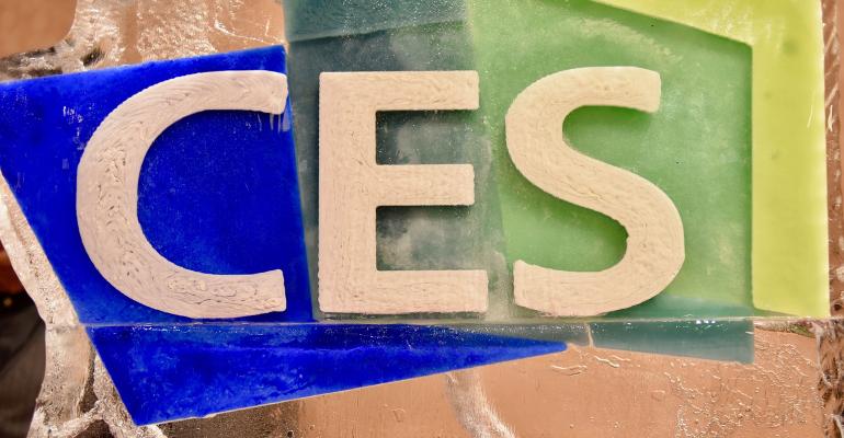 CES logo chiseled in ice
