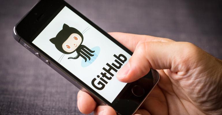 GitHub logo on smartphone screen