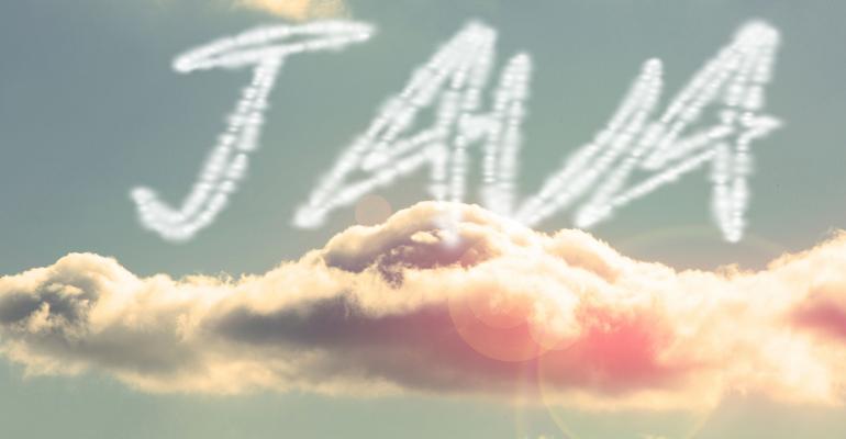 "Java" spelled with clouds in the clouds