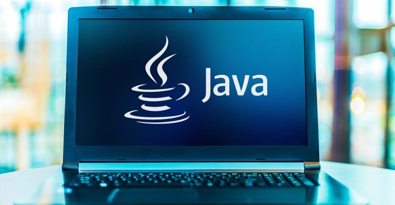 Java logo on notebook screen