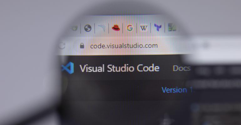 Visual Studio Code logo close-up on website page