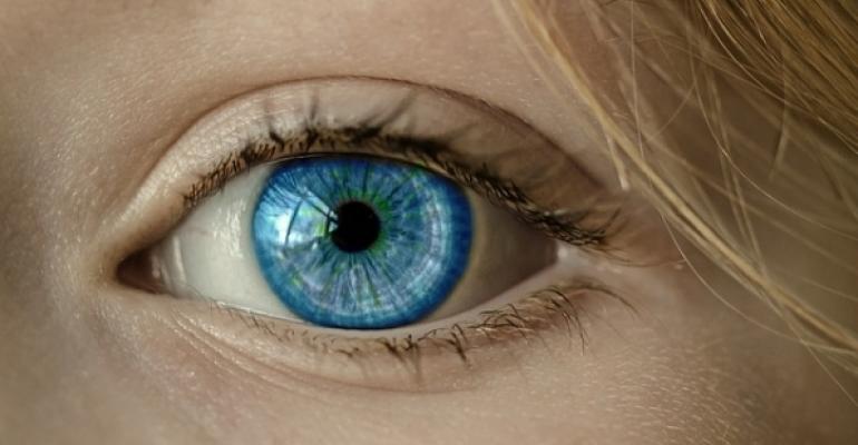 Woman's blue eye closeup