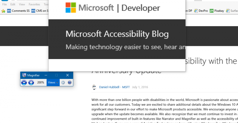 Accessibility in the Windows 10 Anniversary Update