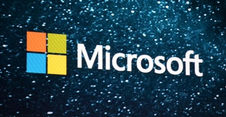 Microsoft Logo on a star background