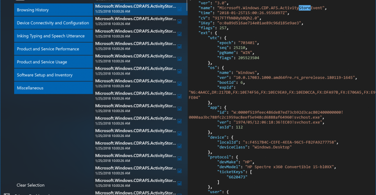 Windows 10 Redstone 4 Build 17083 - Windows Diagnostics Data Viewer