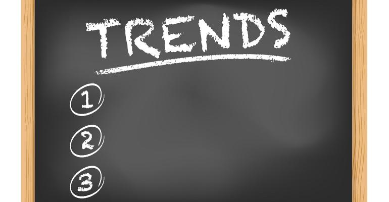 The word "Trends" with a list 1-3 on a chalkboard