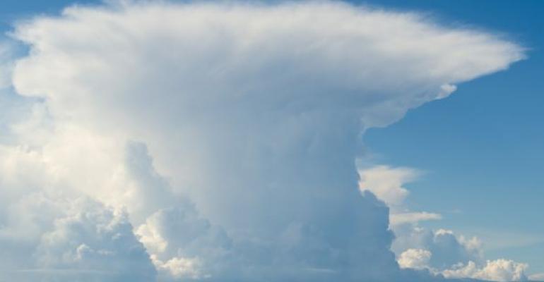 large cumulonimbus cloud with flattened top 