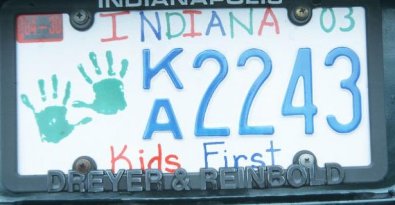 Indiana automobile license plate