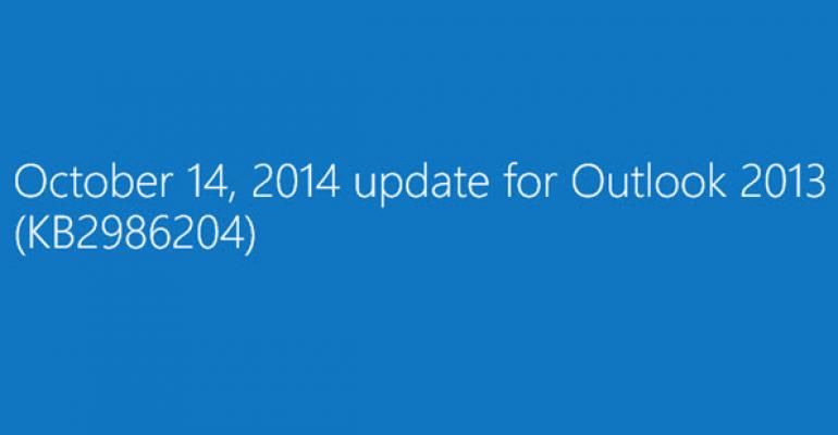 Outlook 2013 October Update Brings a Minor Change to Make Self-service Recovery Easier