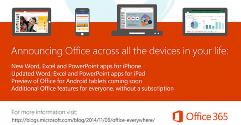 Updates to Office for iOS, Preview for Android, and Touch-optimized Office Not Coming until Windows 10
