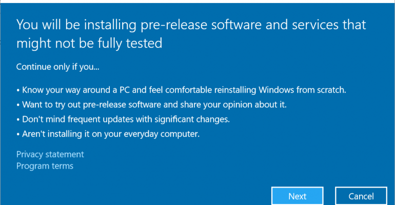 Windows 10 Insider Program only available on genuinely activated systems