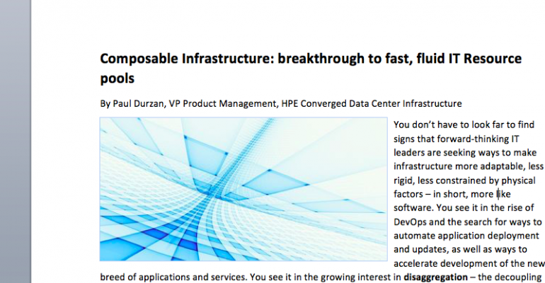 Composable Infrastructure: Breakthrough to Fast, Fluid IT Resource Pools