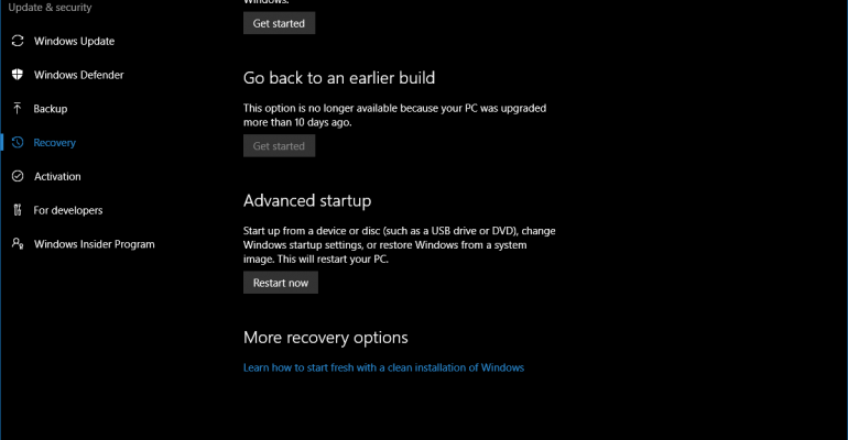 Microsoft Shortens Recovery Rollback Period to 10 Days in Windows 10 Anniversary Update