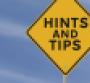 Hints and Tips yellow road sign