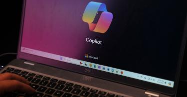 Microsoft Copilot logo on a laptop screen
