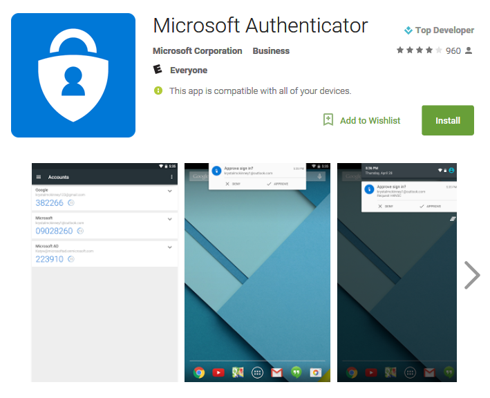Microsoft authenticator app store. 